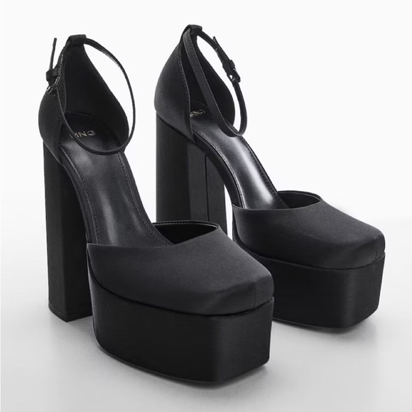 Mango Black Satin Platforms - Picture 2 of 2